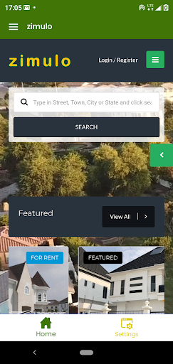 Android application zimulo property search screenshort