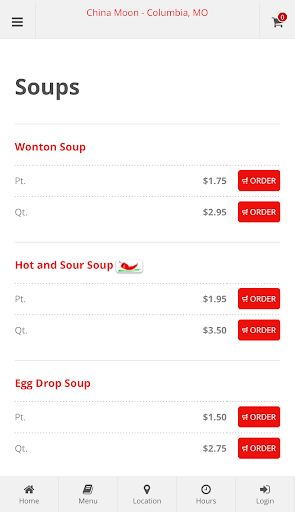 China Moon Columbia, MO Order Screen 3