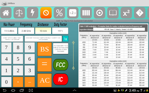 Android application PCTEST SARBox screenshort