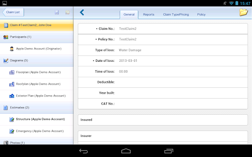 Symbility Mobile Claims Screen 3