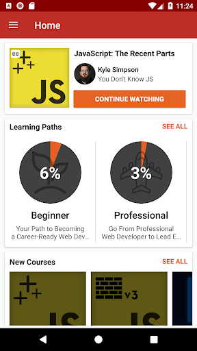 Android application Frontend Masters | JavaScript screenshort