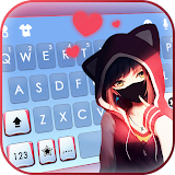 Anime Girl Mask Keyboard Background icon