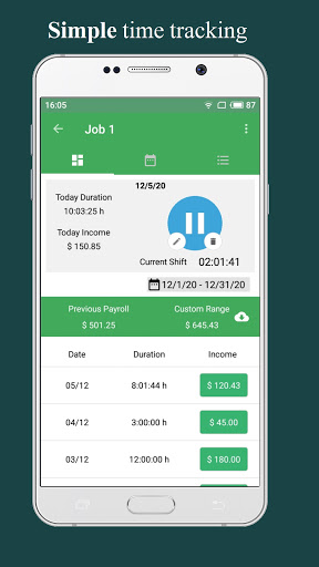 Android application Batch Time - time tracking screenshort