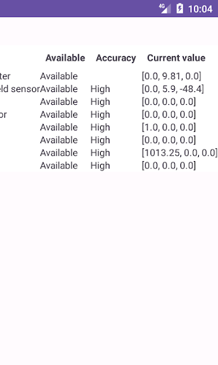 Android Sensors Screen 3