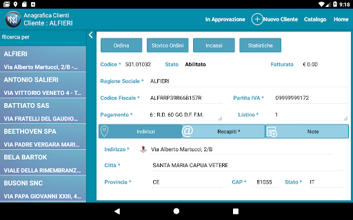 NeMO Raccolta Ordini Aziende Screen 2