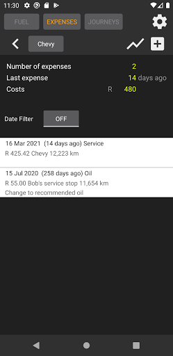 Car Logbook Screen 2