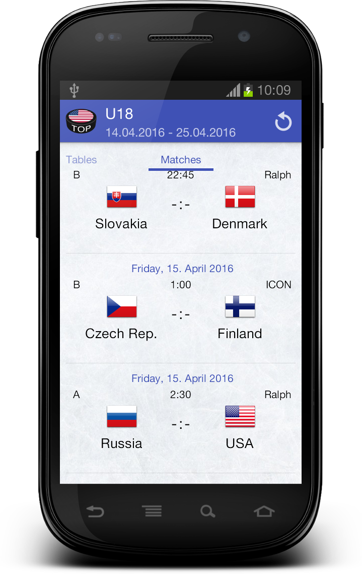 Android application Ice Hockey WC 2016 screenshort