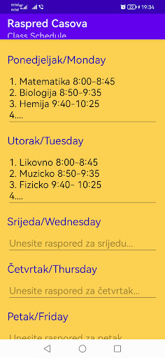 Android application Raspored Casova screenshort
