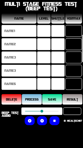 Android application MSFT Beep Test (Multi-Stage Fi screenshort