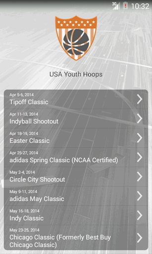 Android application USA Youth Hoops screenshort