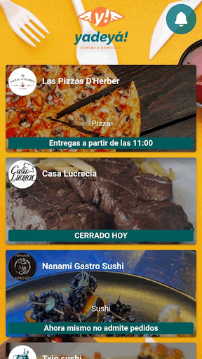 Android application Yadeya - Comida a domicilio screenshort