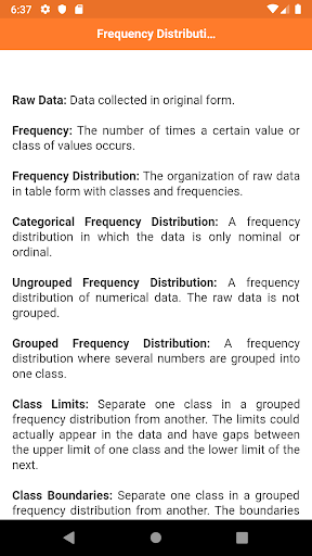 Android application Probability and Statistics screenshort