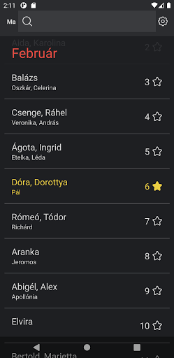 Névnapok Screen 2