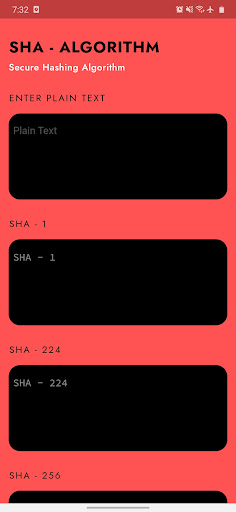 SHA Algorithm - Cryptography Screen 2