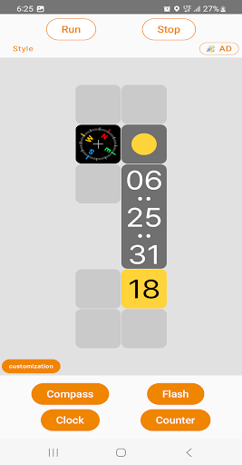 Android application Floating Mini- Compass, Clock screenshort