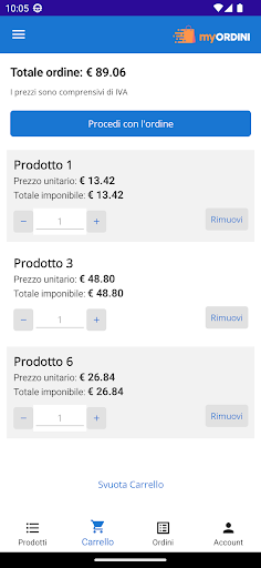 Android application MyOrdini screenshort