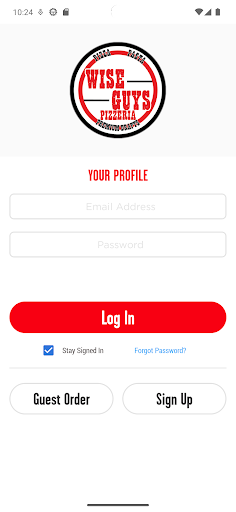 Android application Wise Guys Pizzeria screenshort