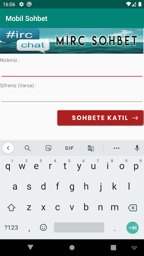 Android application Mirc Sohbet screenshort