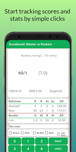 Cricket: Local match scorebook Screen 3
