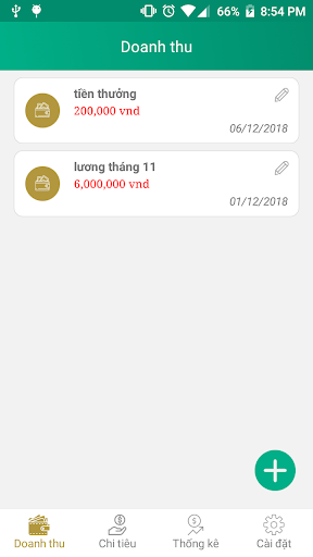 Android application Personal expenses screenshort