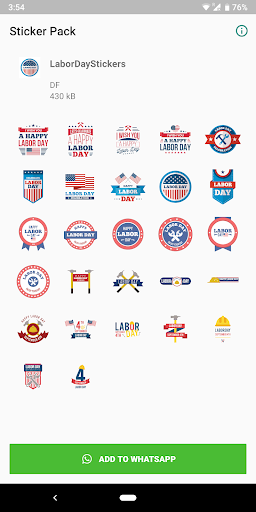 Android application Labor Day Stickers to WhatsApp screenshort