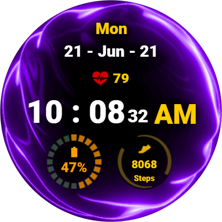 Fluid Purple Watch Face Screen 3