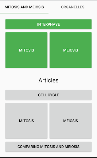 Android application Mitosis, Meiosis, Organelles screenshort
