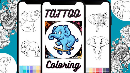 Tattoo Elephant Coloring Book
