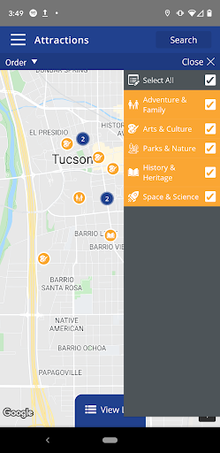 Screenshot of Southern Arizona Attractions