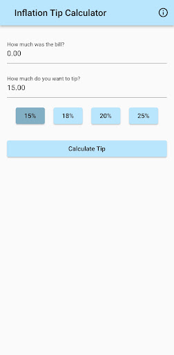 Android application Inflation Tip Calculator screenshort