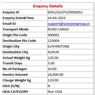 Scorpion Express Rate Finder Screen 3