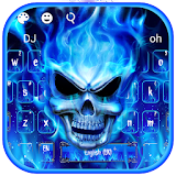 Blue Fire Flaming Skull Keyboard icon