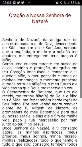 Android application Oração a Nossa Senhora de Naza screenshort