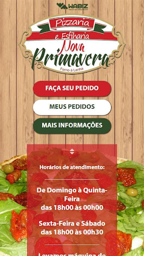Android application Pizzaria Nova Primavera screenshort