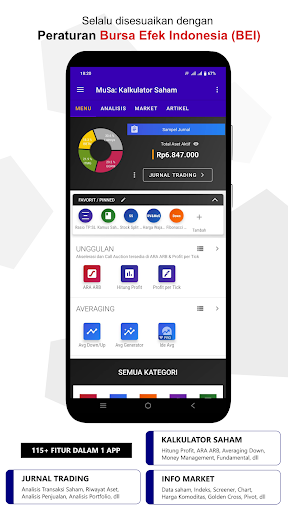 Android application MuSa: Kalkulator Saham +Jurnal screenshort