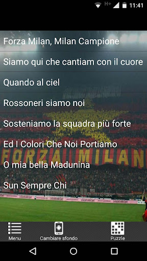Android application Rossonero - Canzoni del Tifosi screenshort