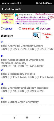 Research Journal List Screen 2