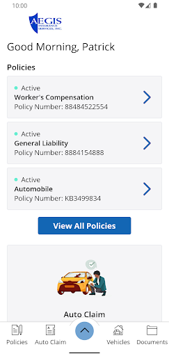 Aegis Insurance Svcs Online Screen 2