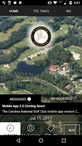Android application Carolina National Tee Times screenshort
