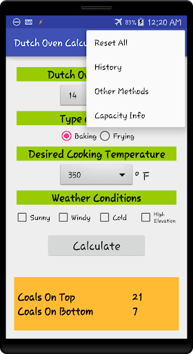 Simple Dutch Oven Calulator Screen 3