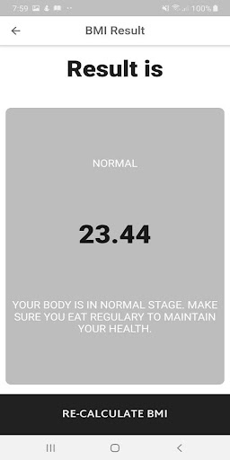 BMI Calculator Screen 2