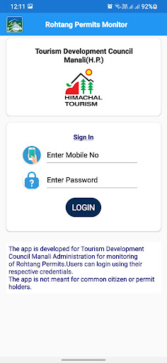 Android application Rohtang Permits Monitor screenshort