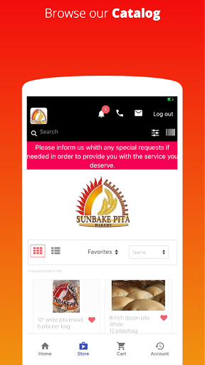 Android application Sunbake Pita Factory screenshort