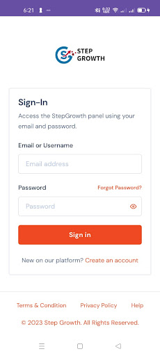 Android application Step Growth screenshort