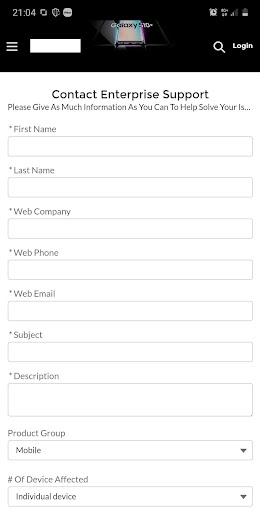 Samsung Business Support Screen 3