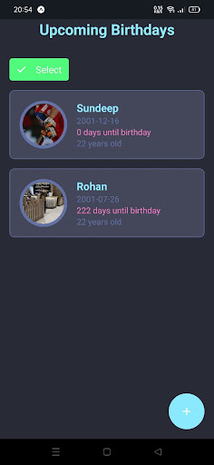 Birthday Reminder Screen 2