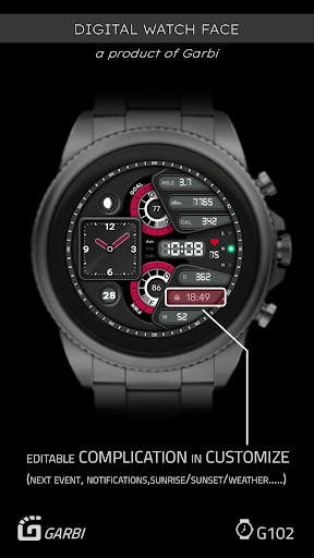 Android application Garbi 102 - Digital watch face screenshort