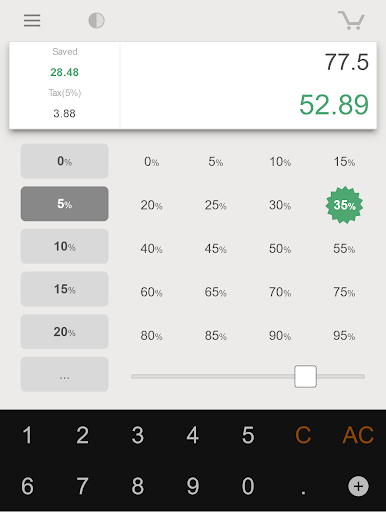 Screenshot of Shopping Percent Calculator