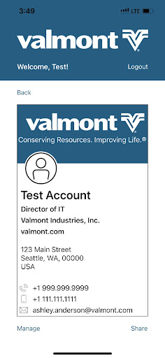 Valmont Digital Business Card Screen 3