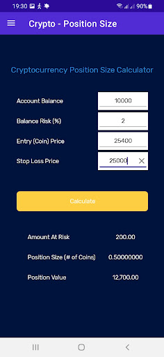 Position Size Calculator Screen 2
